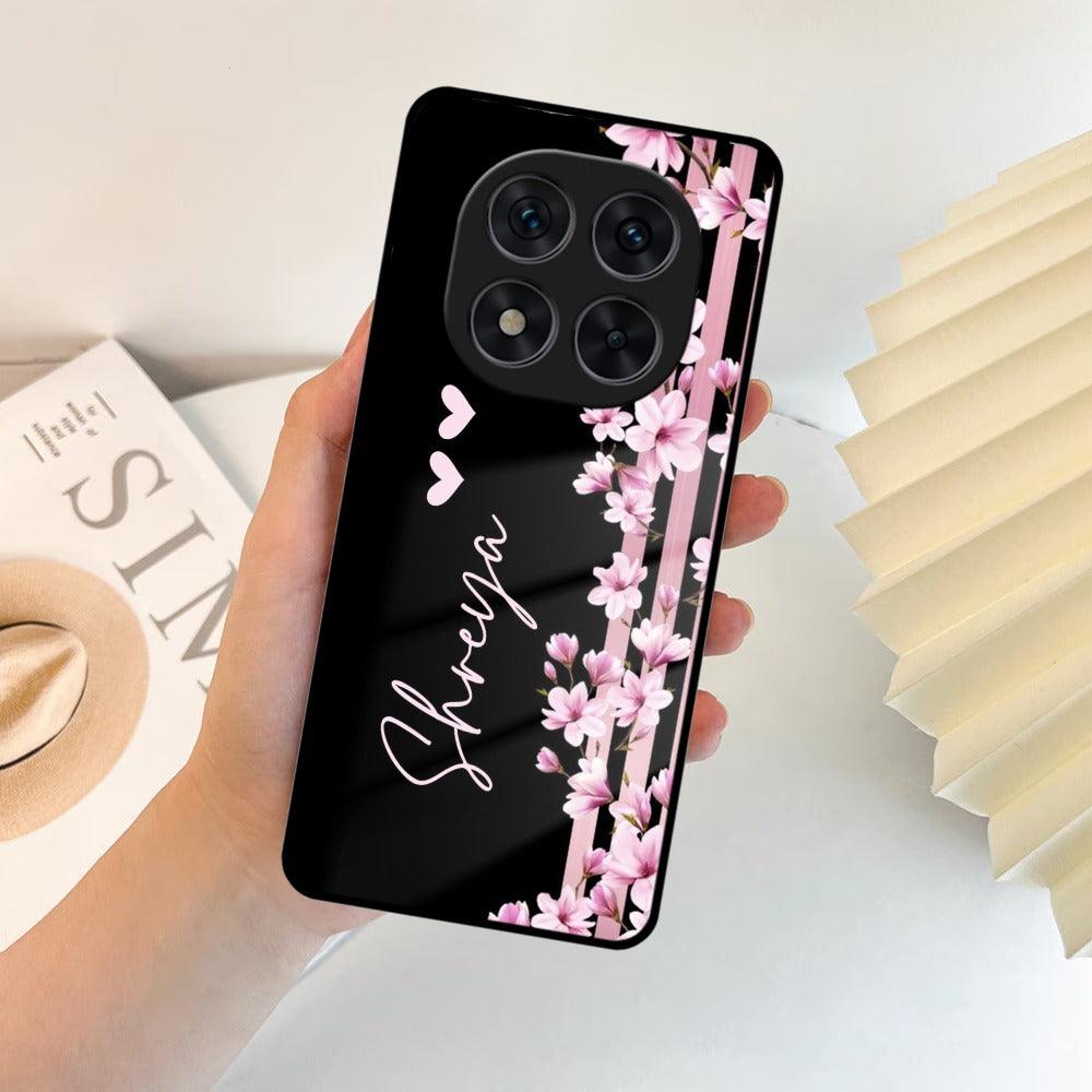Pink Floral Customize Glass Case Cover For Poco