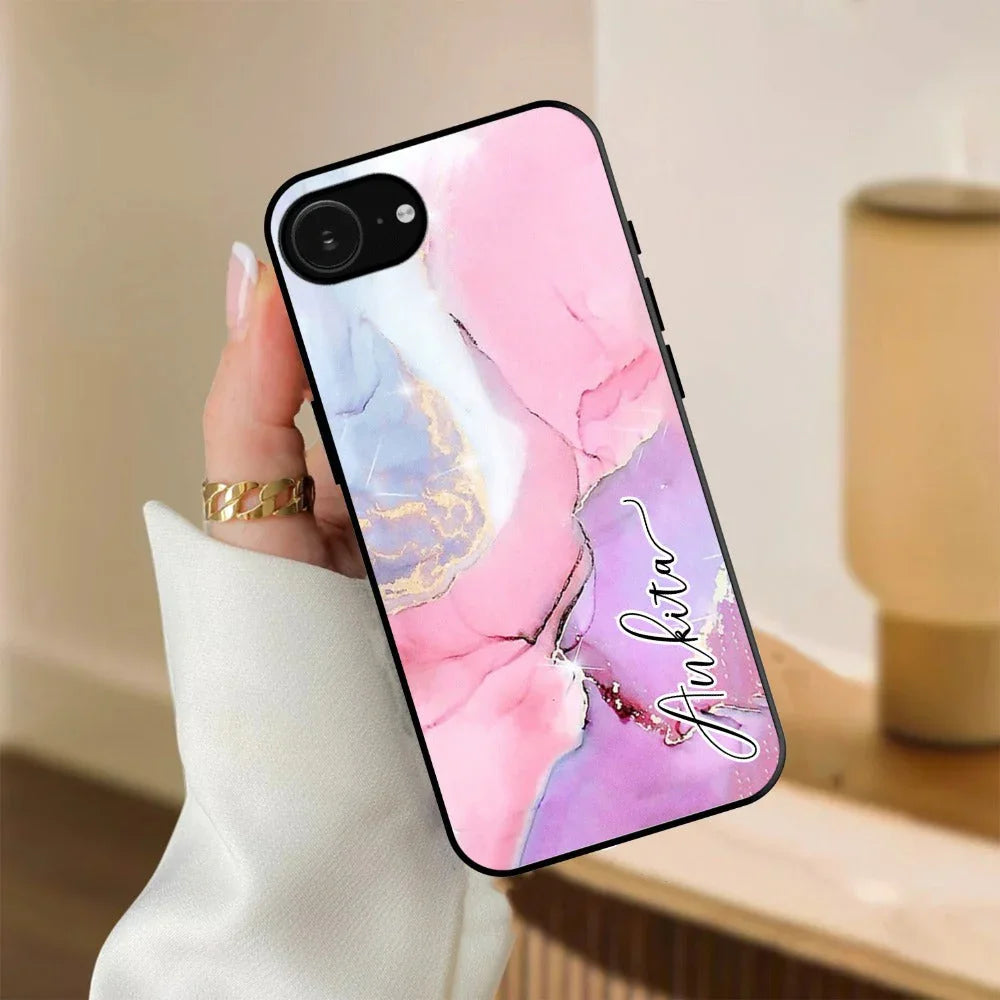 Pink Marble Glossy Metal Case Cover For iPhone - ShopOnCliQ