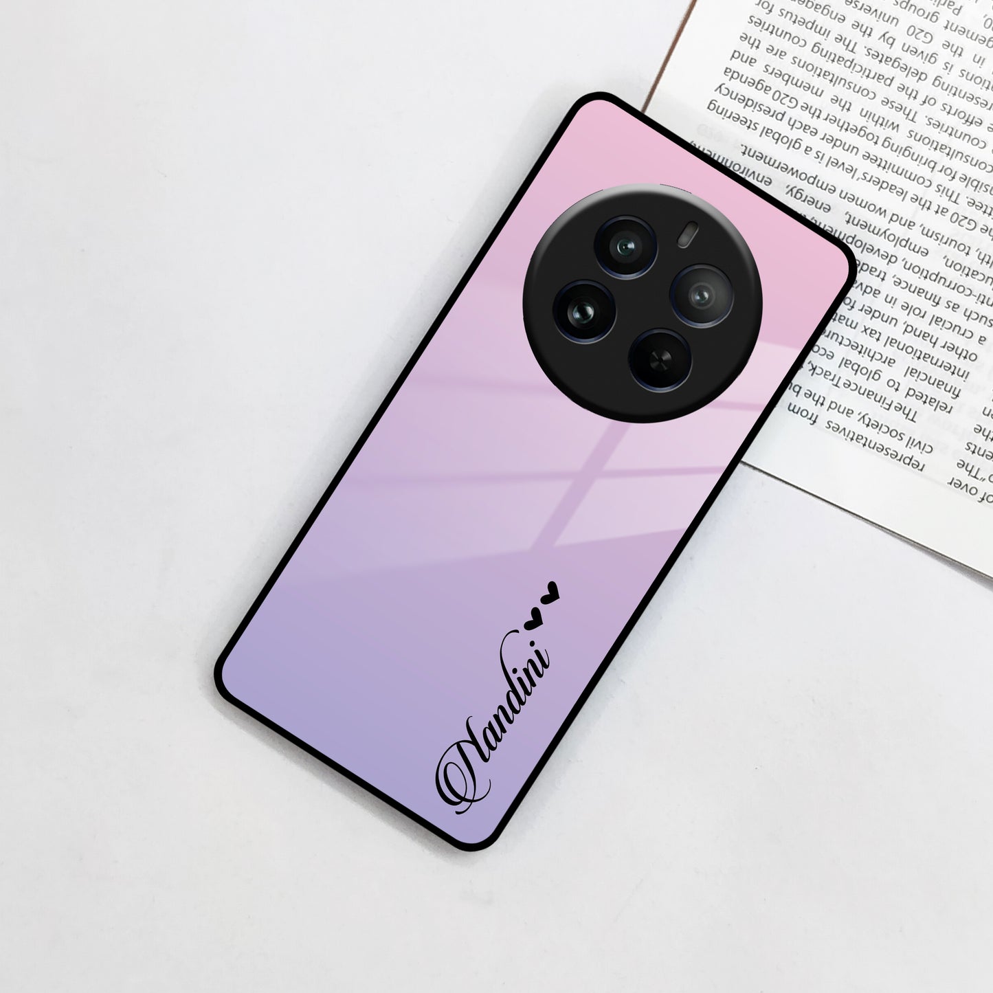Pink Gradient Glass Case Cover For Realme/Narzo
