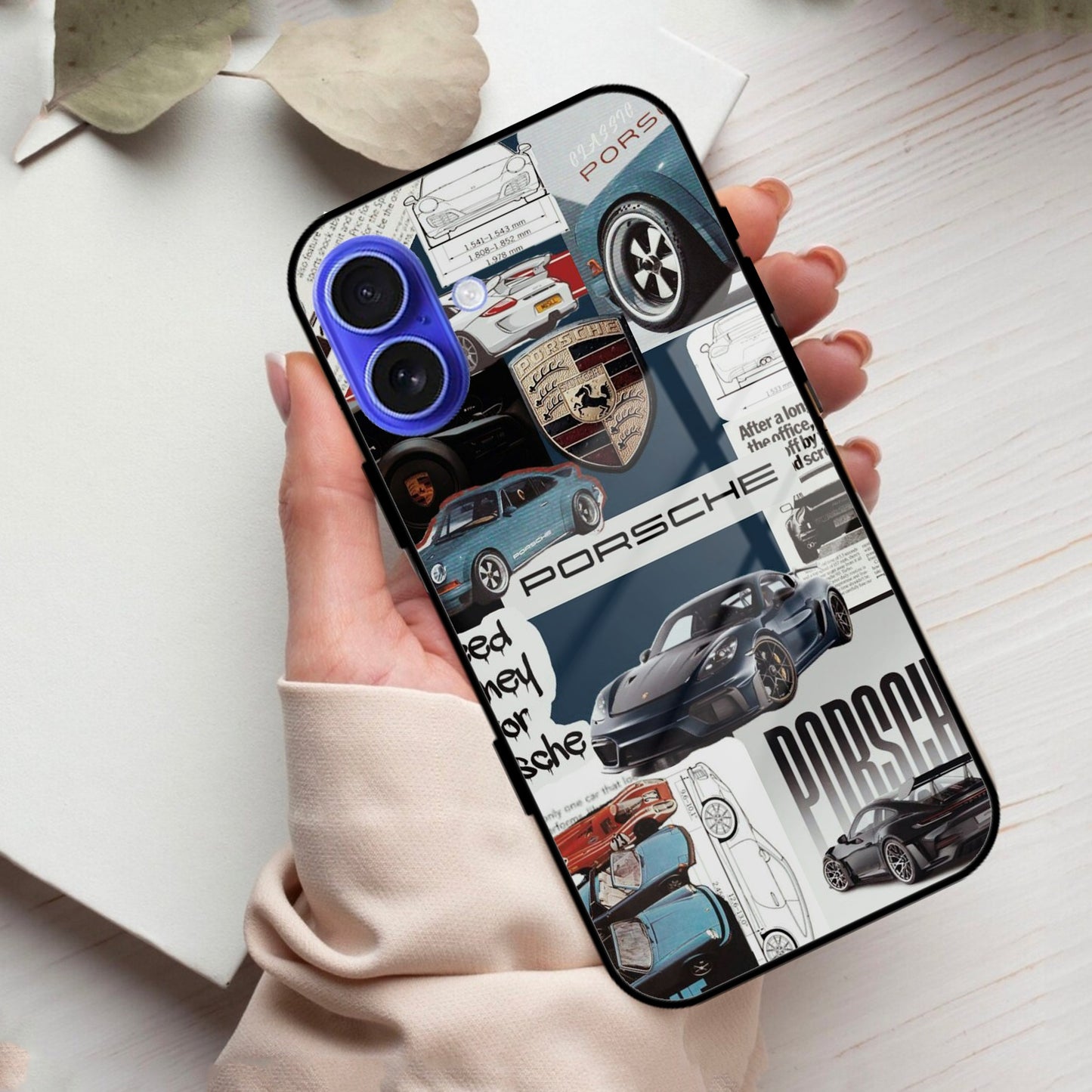 Porsche Group Art Glass Case Cover For iPhone