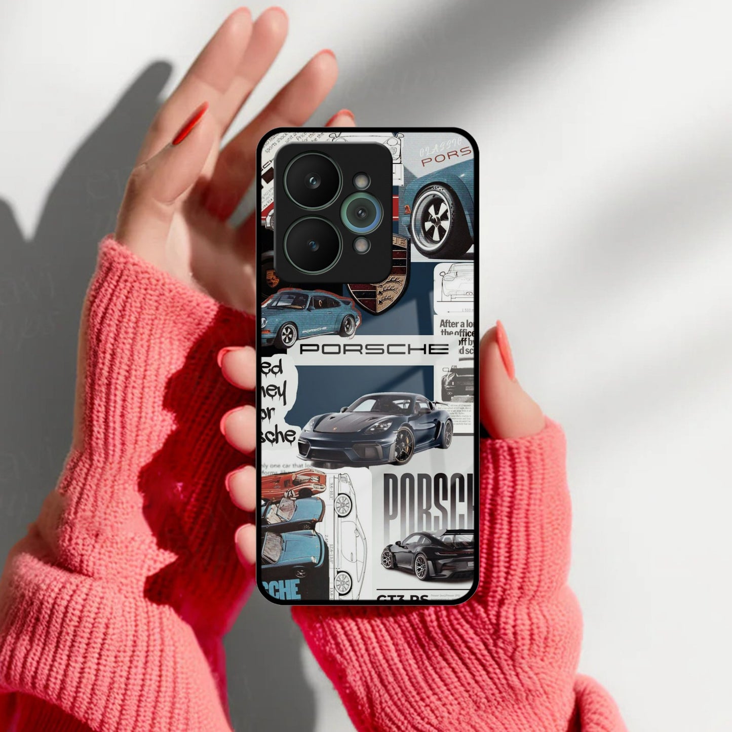 Porsche Group Art Glass Case Cover For Realme