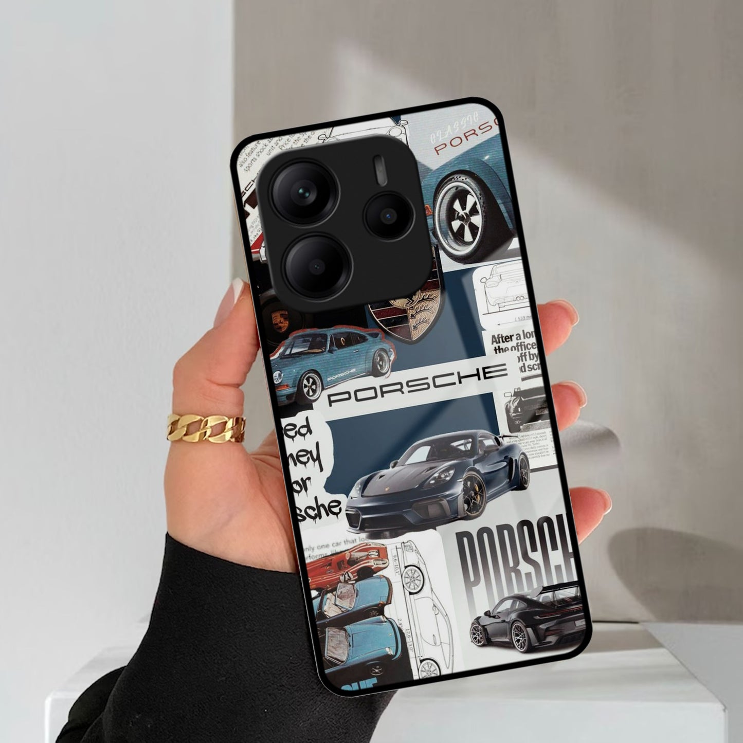 Porsche Group Art Glass Case Cover For Redmi
