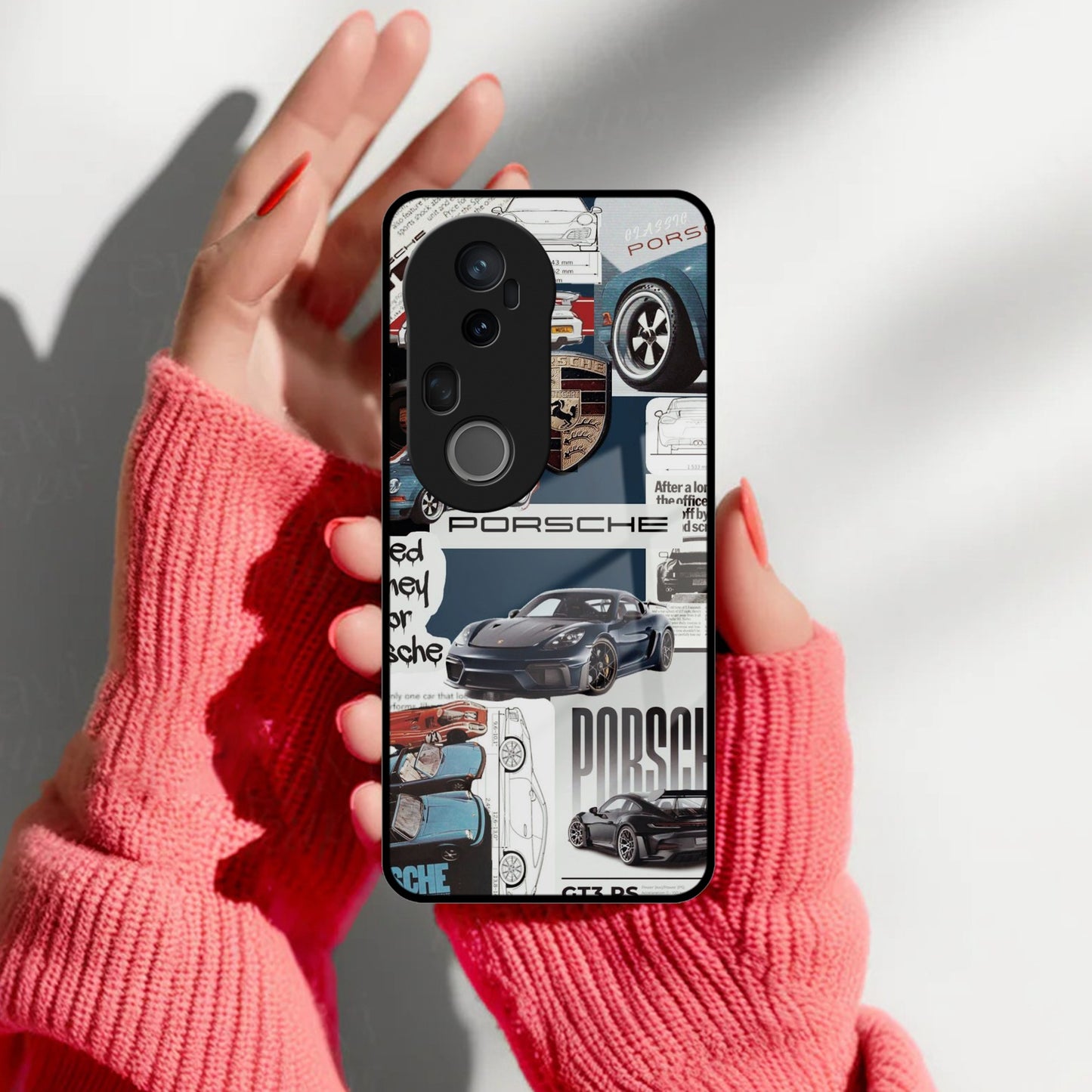 Porsche Group Art Glass Case Cover For Vivo