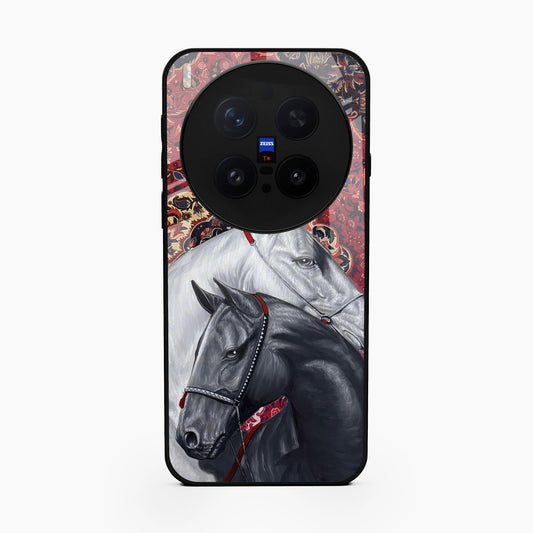 Regal Stallion Tapestry Glass Case For Vivo