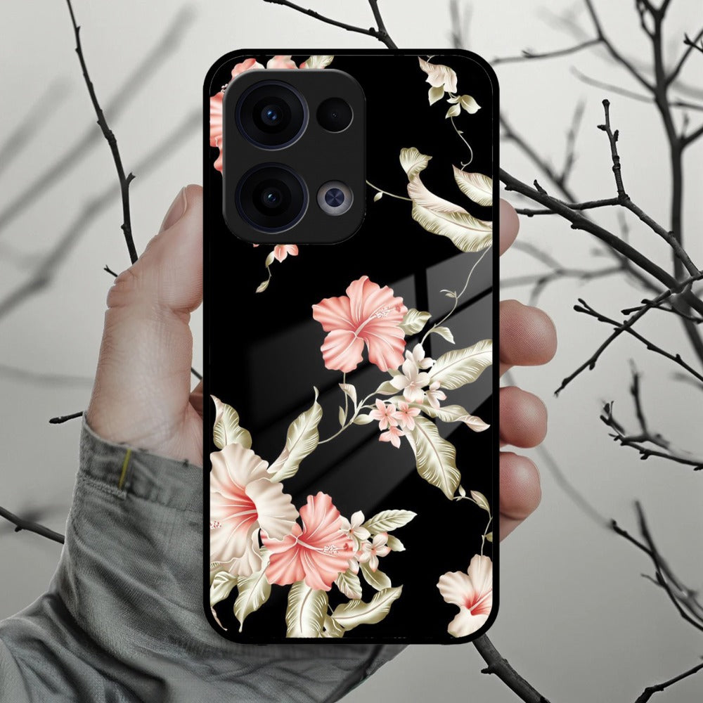 Retro Floral Glass Phone Case And Cover For Oppo