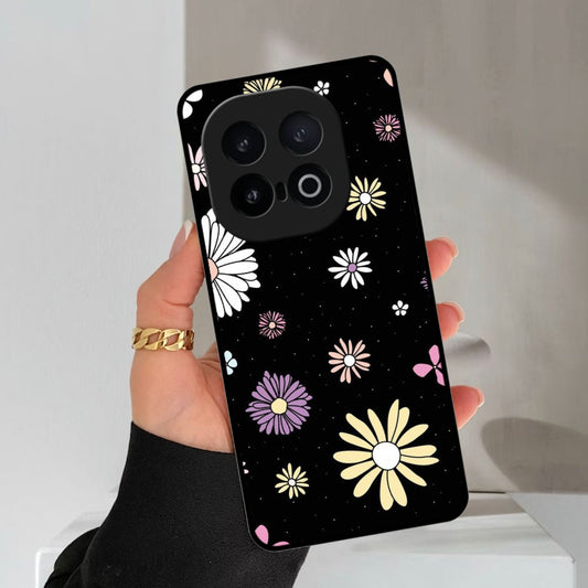 Seamless Floral Glossy Metal Case Cover For iQOO