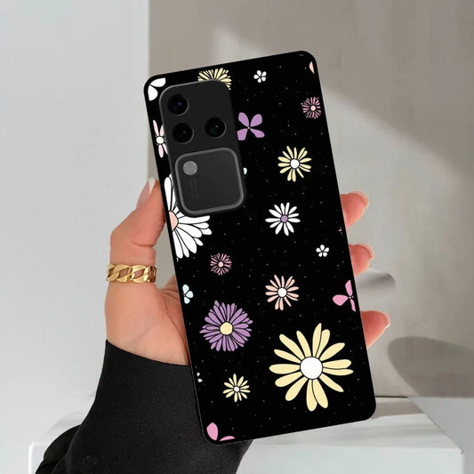 Seamless Floral Glossy Metal Case Cover For Vivo - ShopOnCliQ