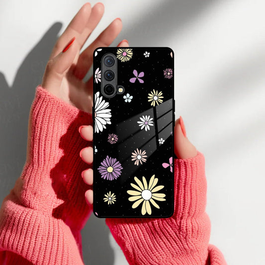 Seamless Floral Print Glass Case Cover For OnePlus