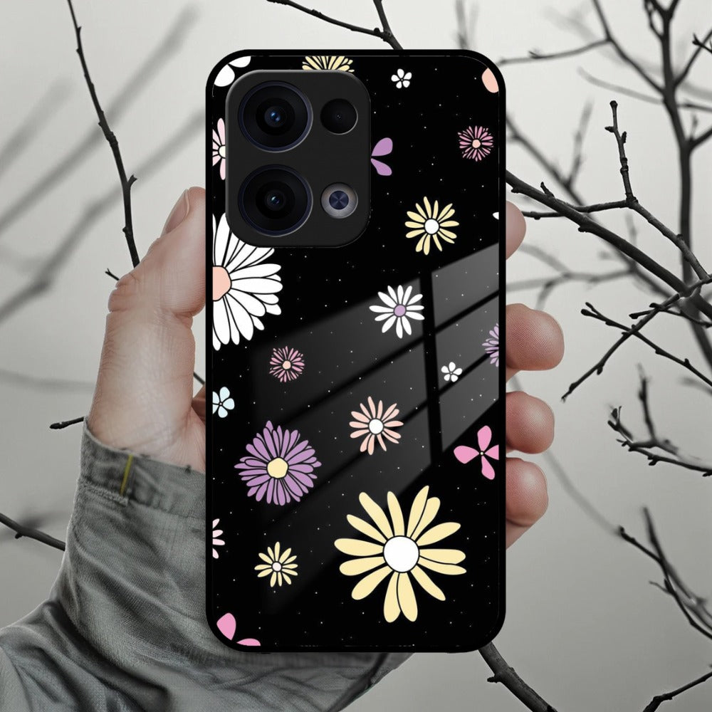 Seamless Floral Print Glass Case Cover Oppo