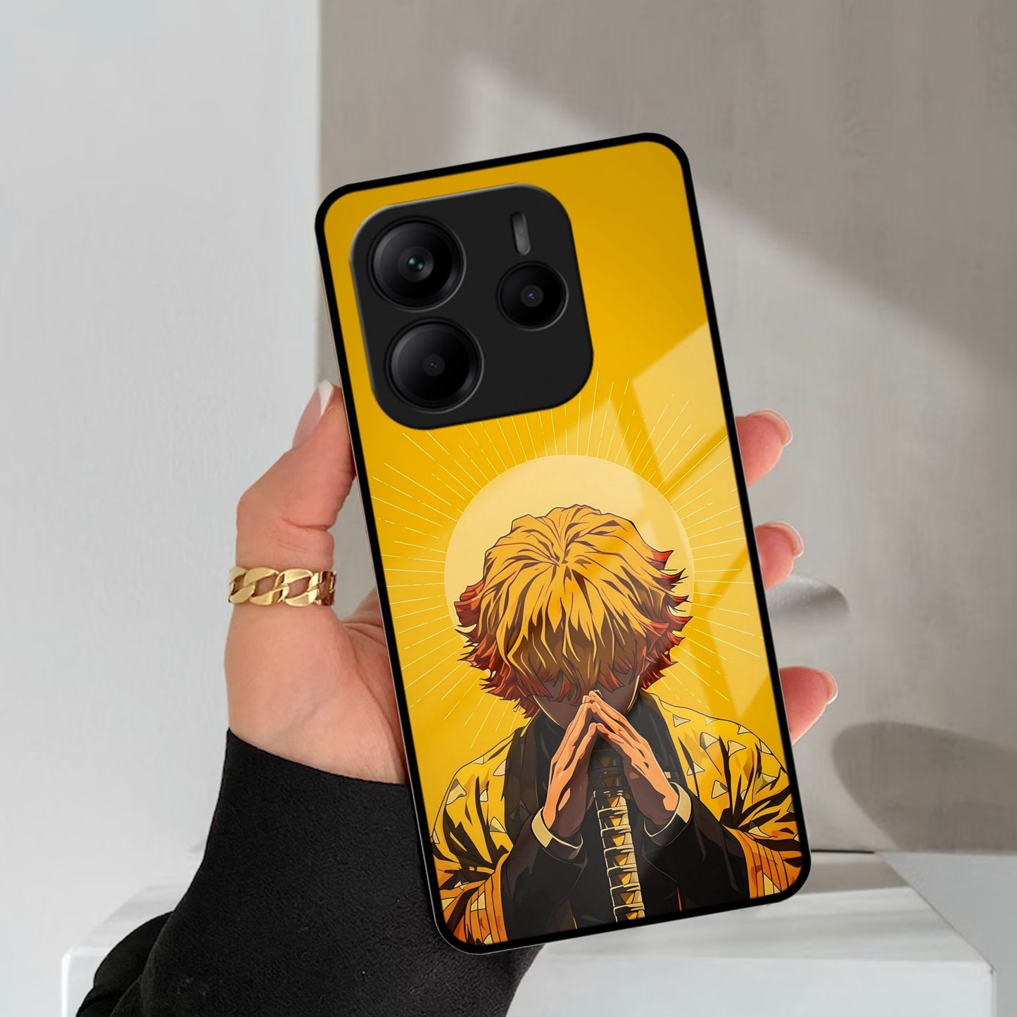 Sleepy Slayer Glass Case Cover For Redmi