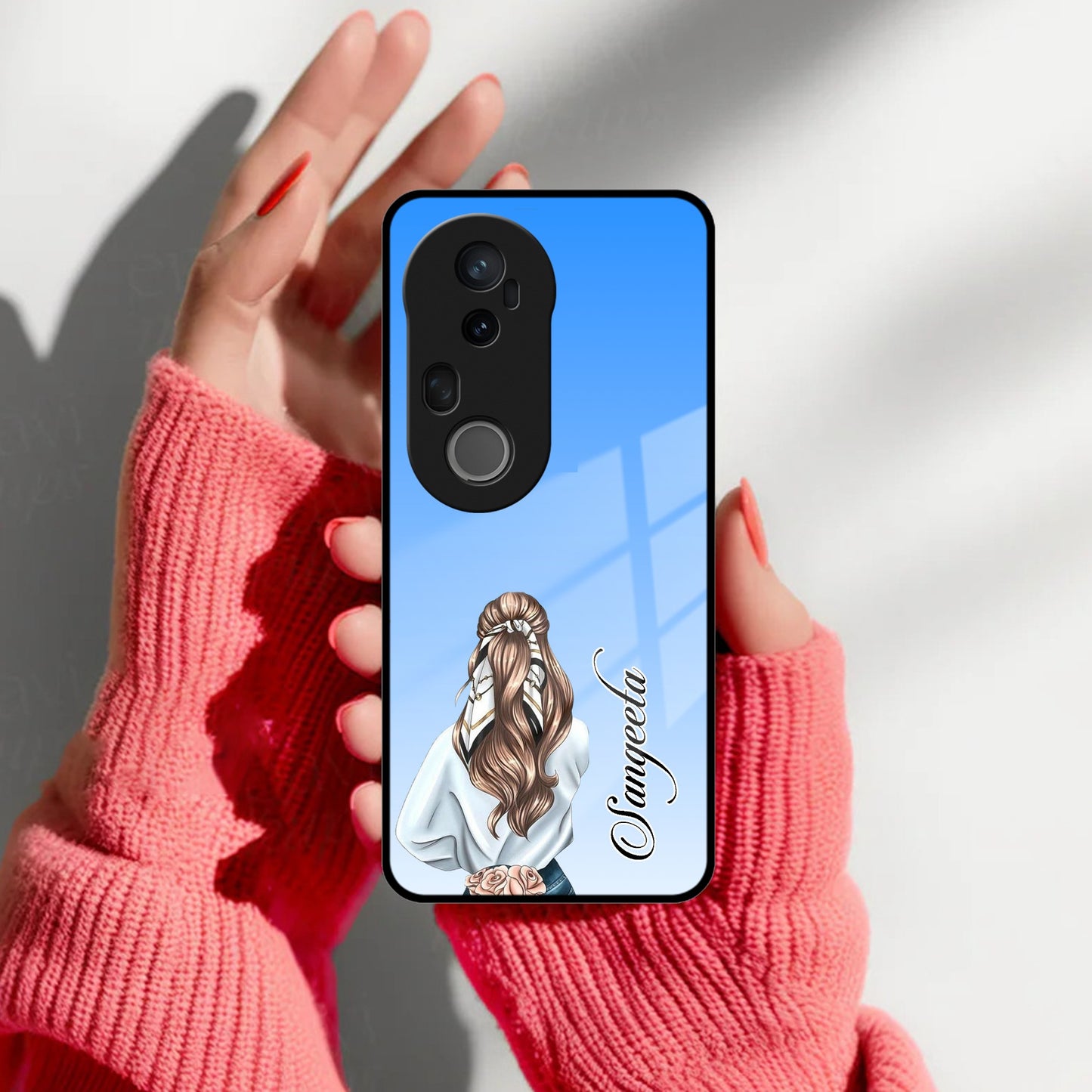 Styles Girl Customize Name Glass Case For Vivo