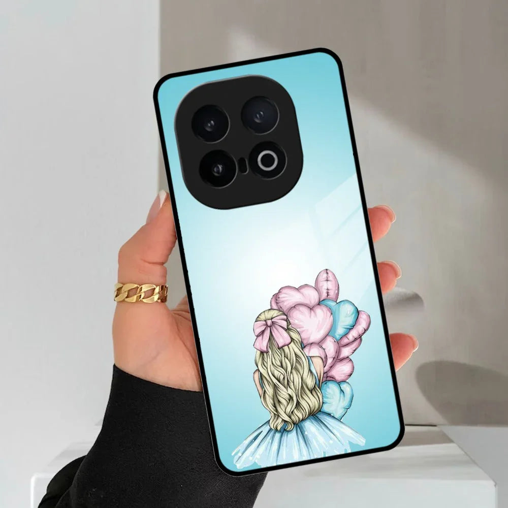 Styles Girl With Balloon Glass Case For iQOO - ShopOnCliQ