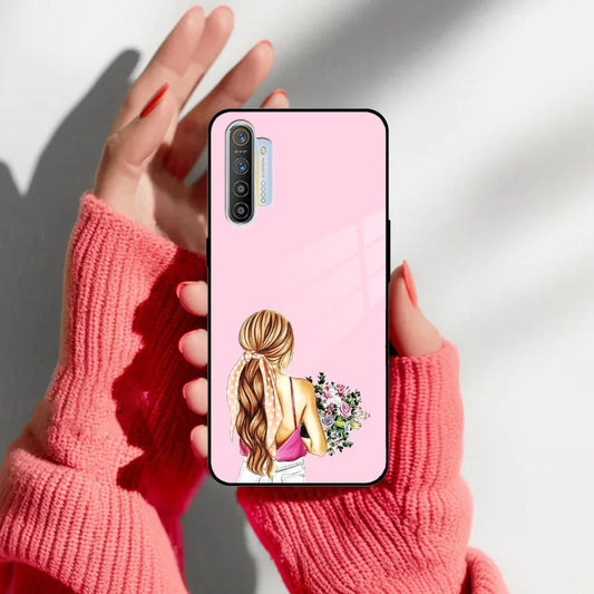 Styles Girl With Flower Glass Case For Realme/Narzo - ShopOnCliQ