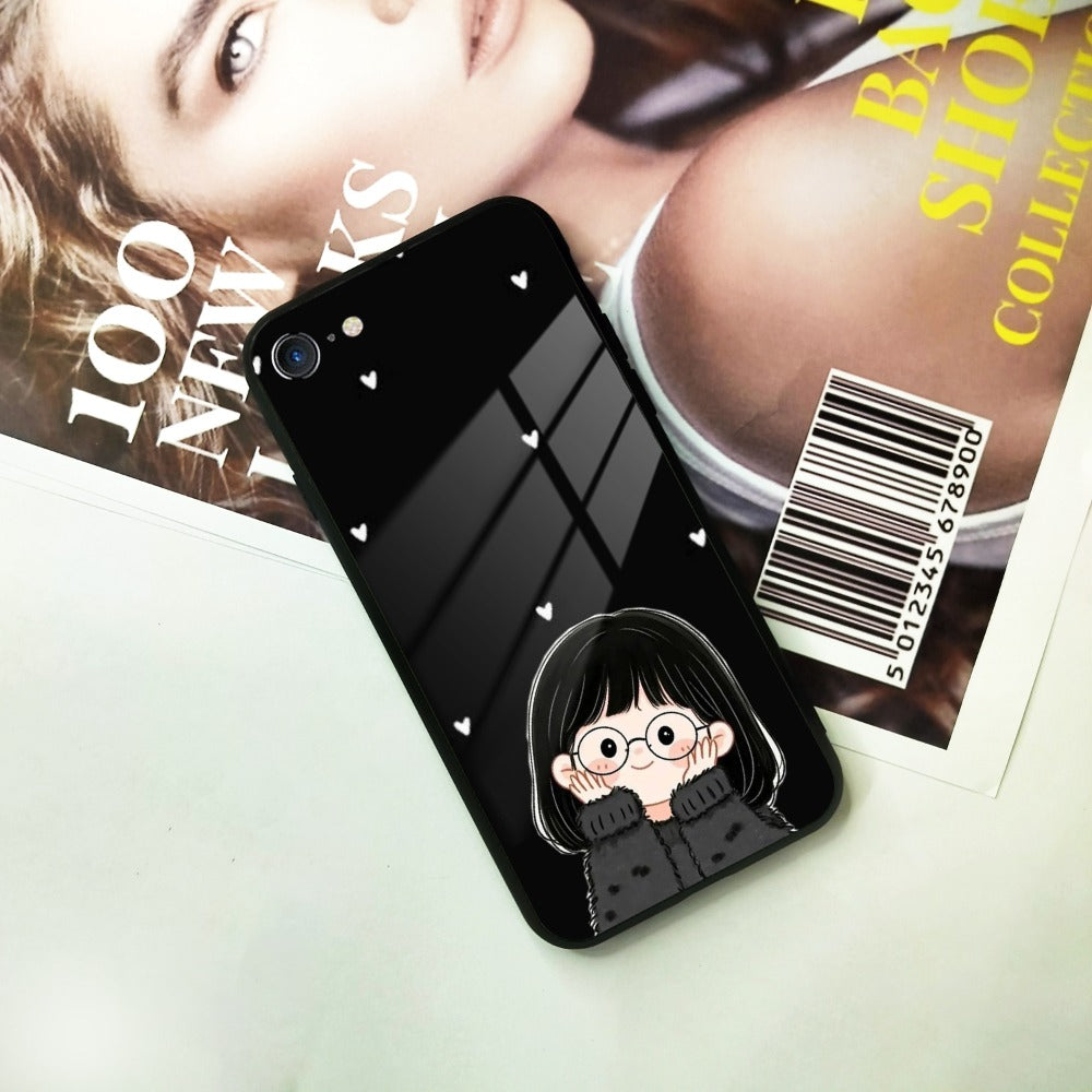 Sweet Blush Girl Glass Case Cover For iPhone