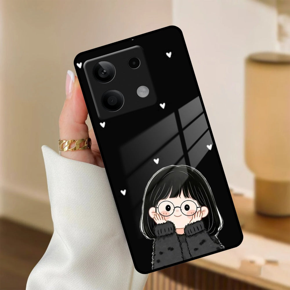 Sweet Blush Girl Glass Case Cover For Poco