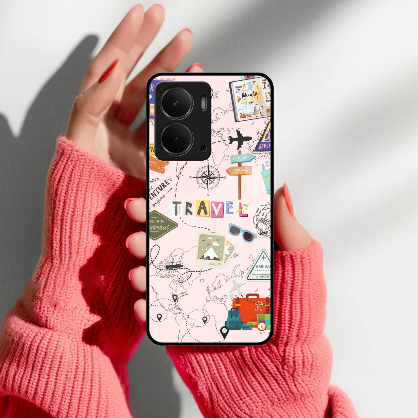Travelogue Treasures Glass Case Cover For Realme/Narzo
