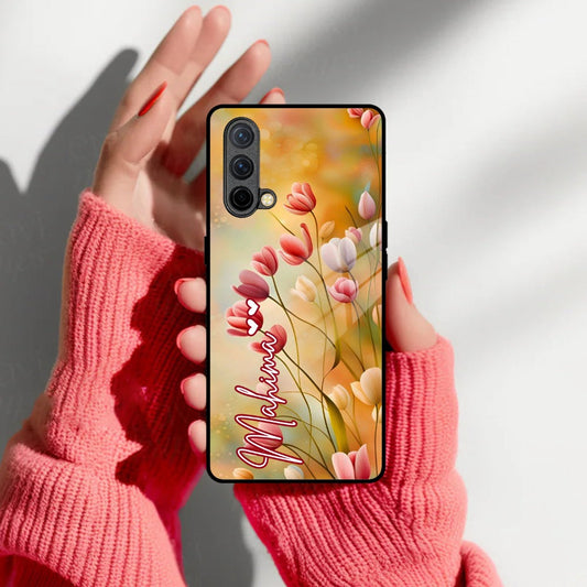 Tulip Floral Glass Case Cover For OnePlus