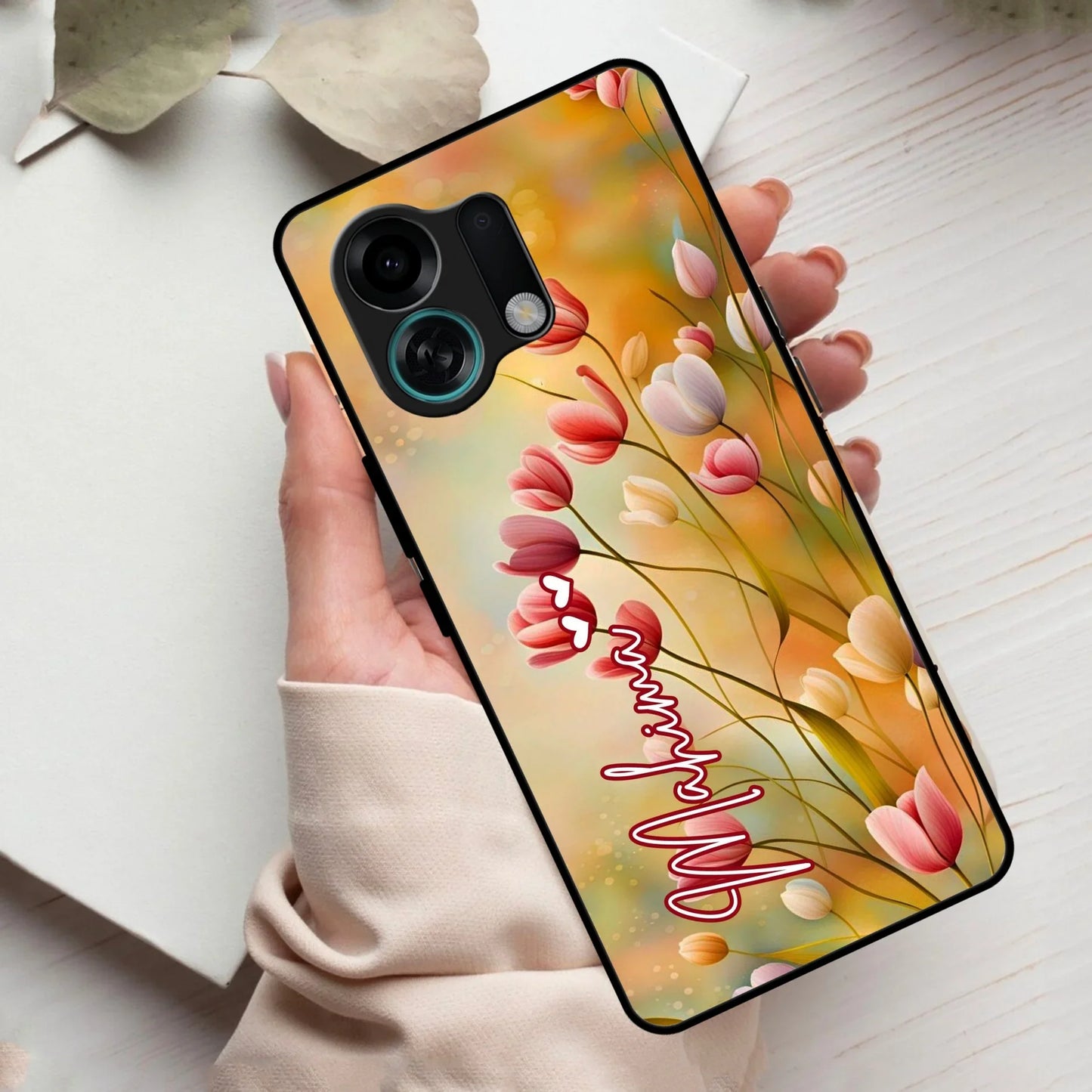 Tulip Floral Glass Case Cover For Oppo - ShopOnCliQ