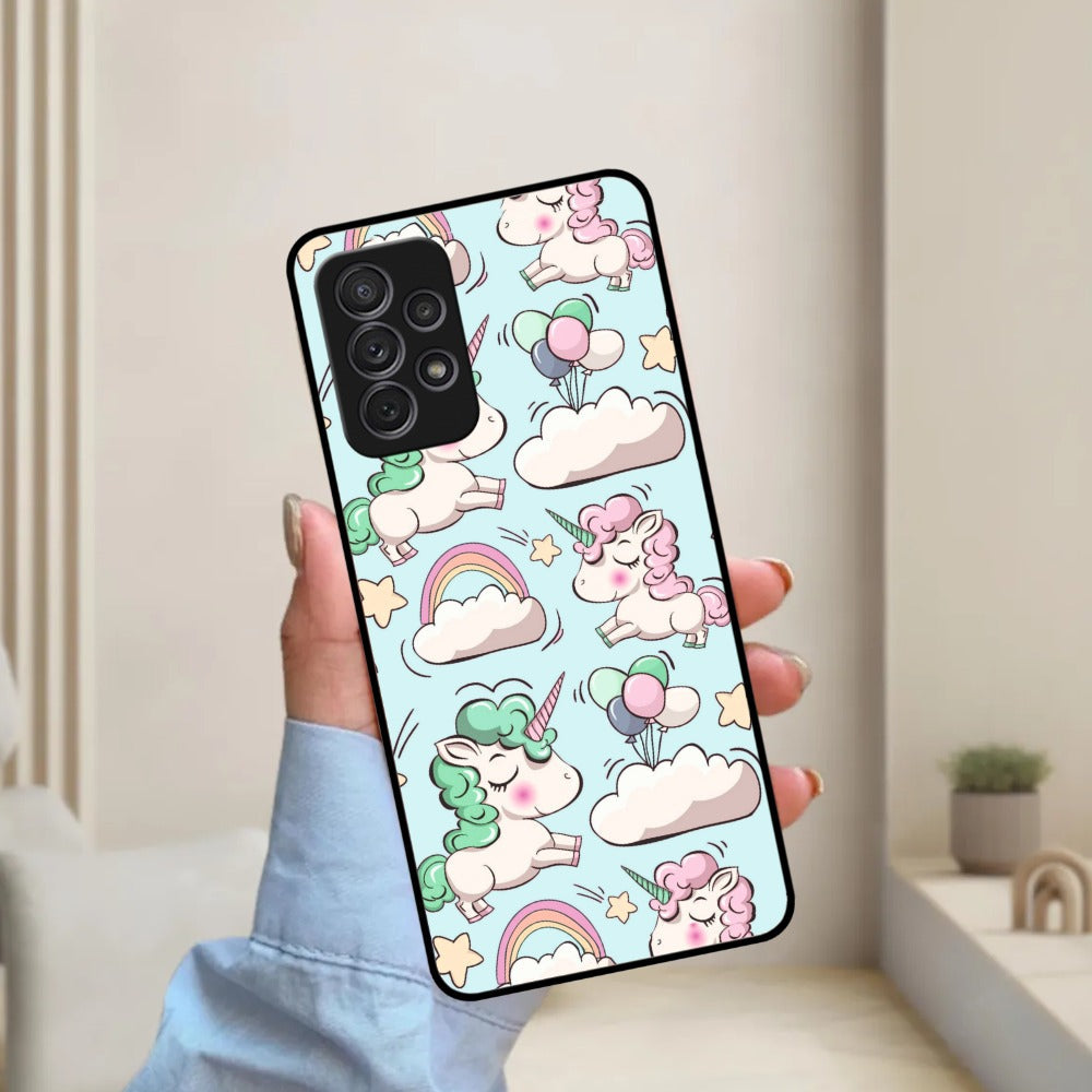 Unicorn Print Glossy Metal Case Cover For Samsung