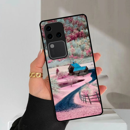 Village Scenery Glossy Metal Case Cover For Vivo - ShopOnCliQ