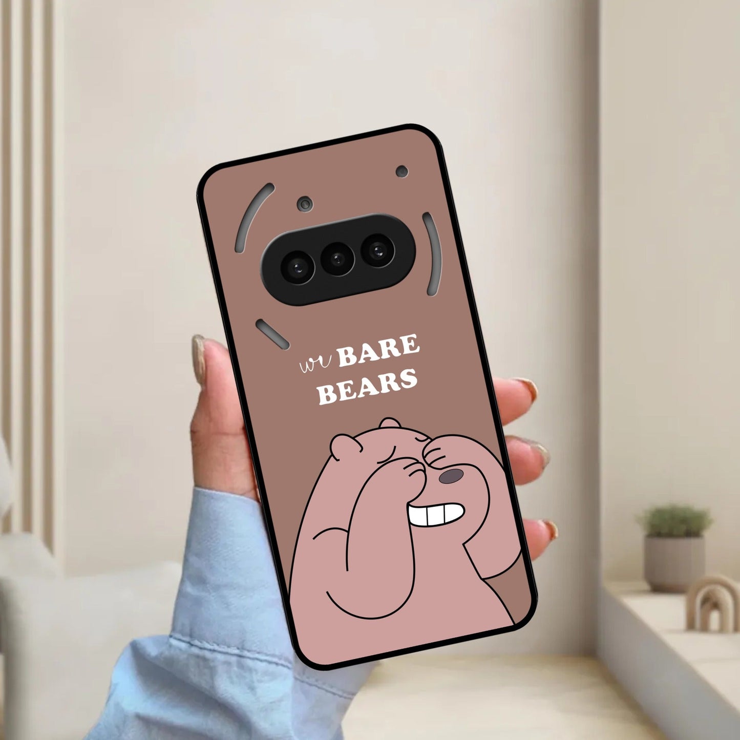 We Bare Bears Brown Glossy Metal Case Cover For Nothing