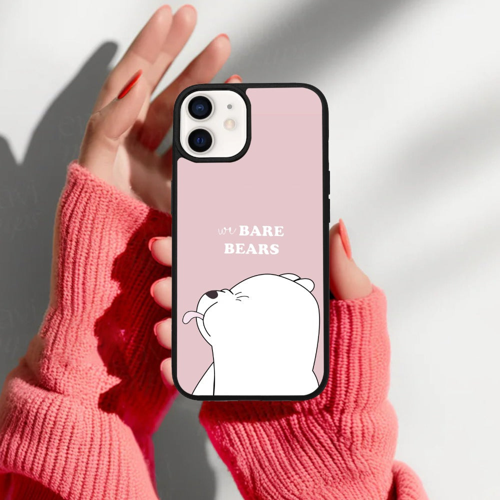 We Bare Bears Pink Glossy Metal Case Cover For iPhone