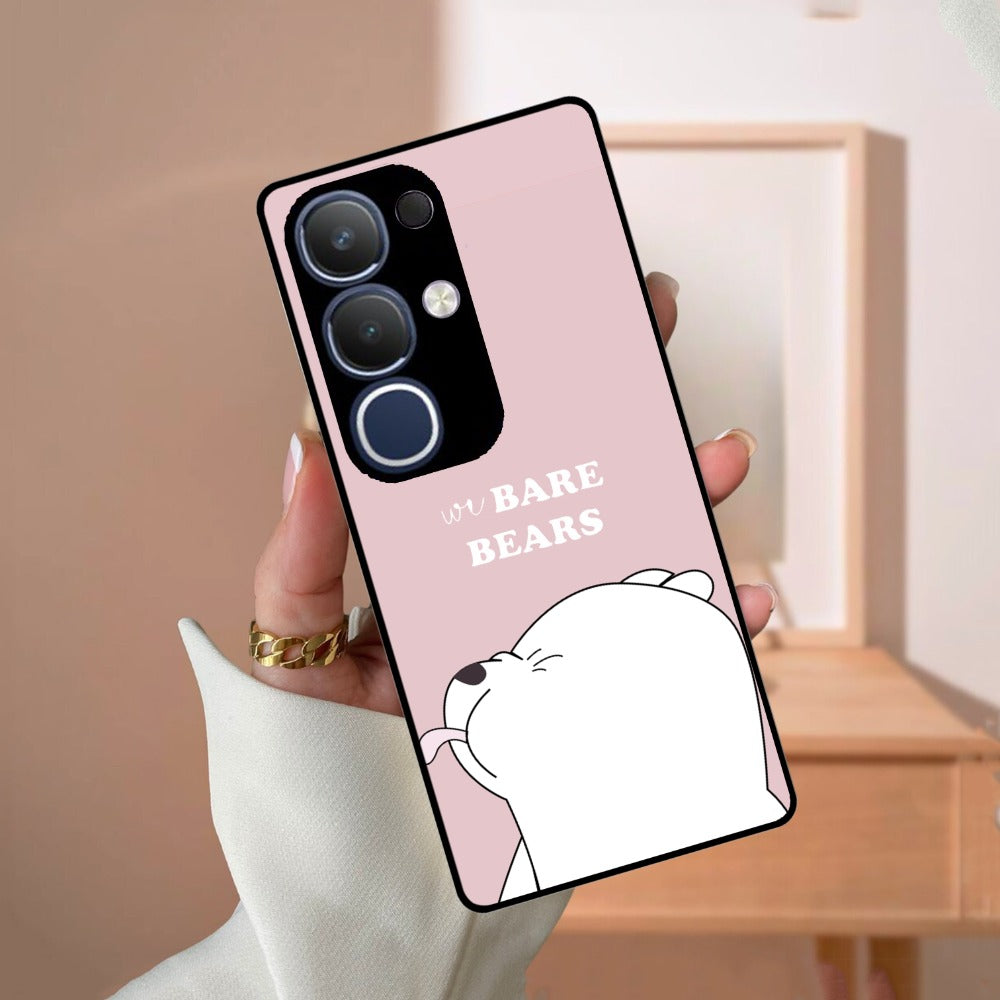 We Bare Bears Pink Glossy Metal Case Cover For Vivo