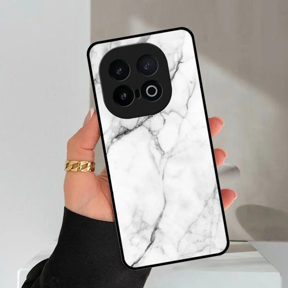White Marble Patter Glass Case Cover For iQOO - ShopOnCliQ