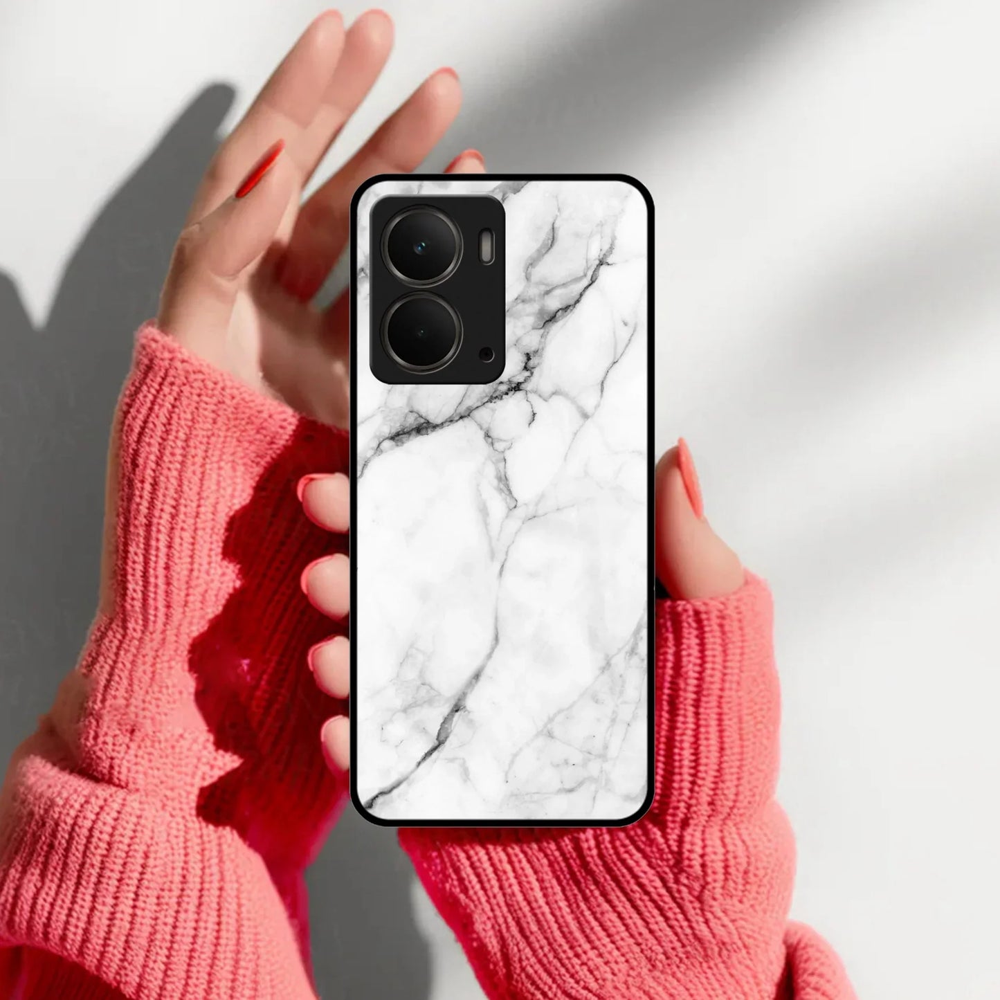 White Marble Patter Glass Case Cover For Realme/Narzo - ShopOnCliQ
