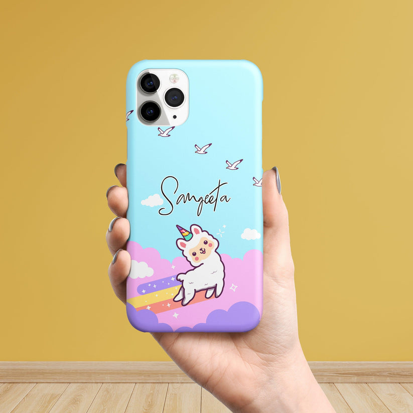 Cute Unicorn Jumping With Rainbow Slim Phone Case Cover