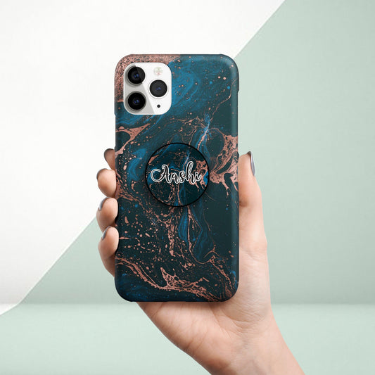 Dark Blue Marble Print Phone Case Cover For Oppo