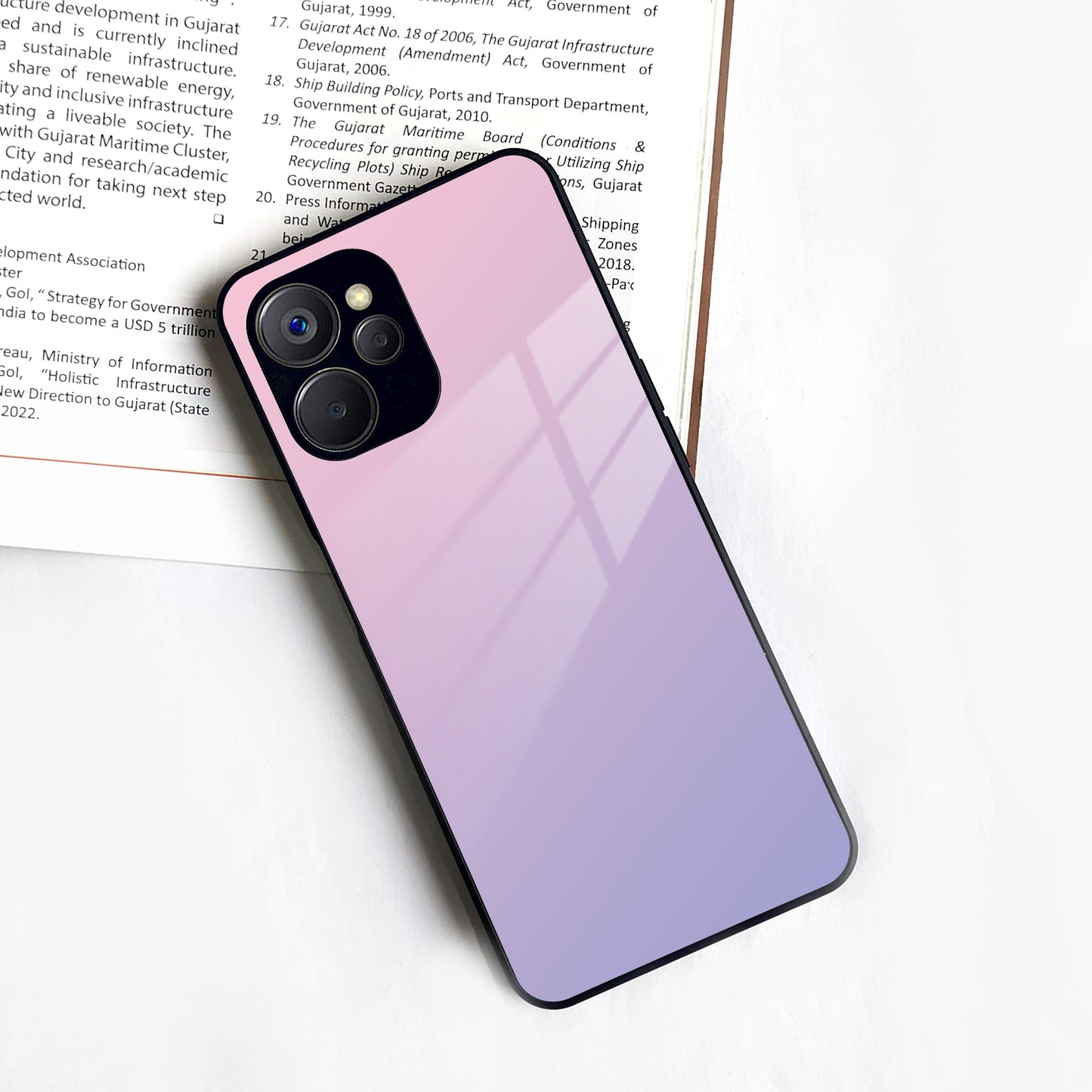 Pink Gradient Glass Case Cover For Realme/Narzo