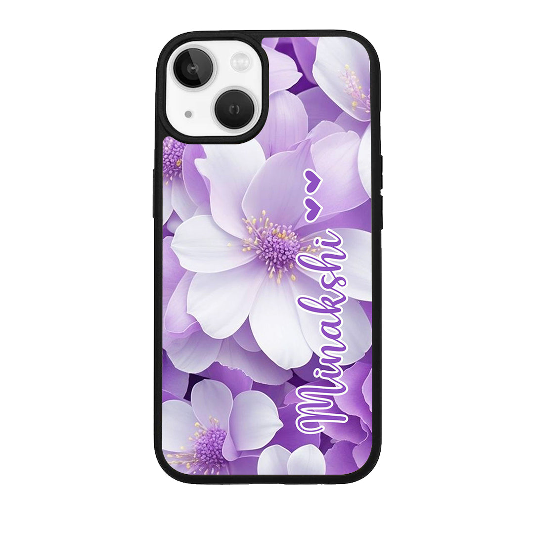 Awesome Purple Floral Glossy Customised Metal Case Cover For iPhone