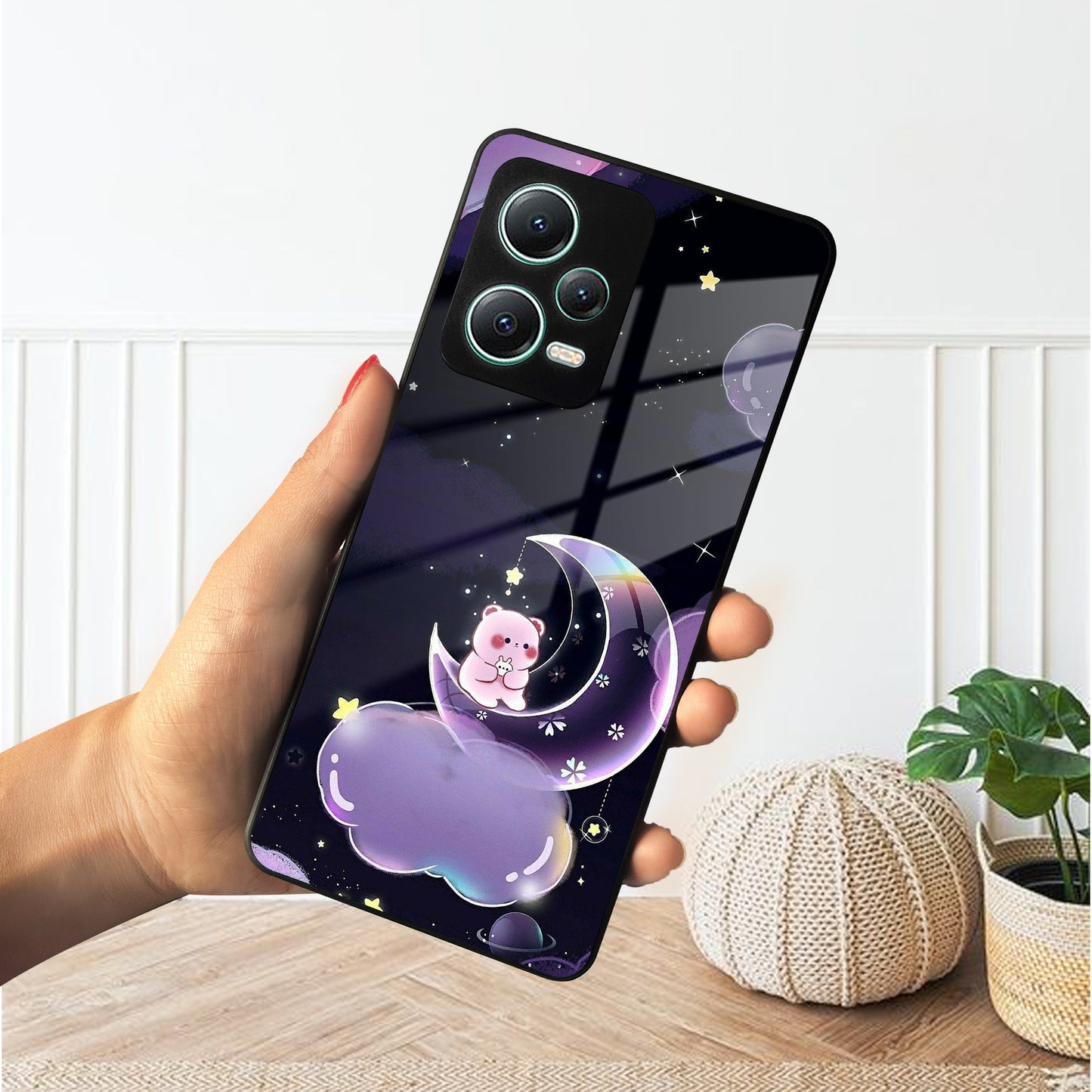 Sky Panda Design Glass Phone Case Cover For POCO