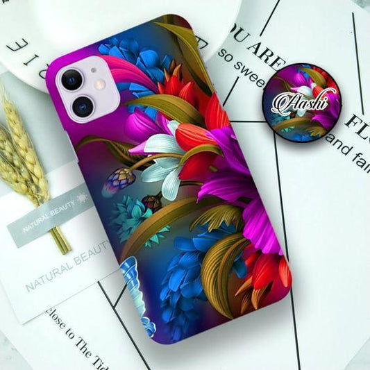 Magenta Art Flower Print Slim Phone Case For Samsung