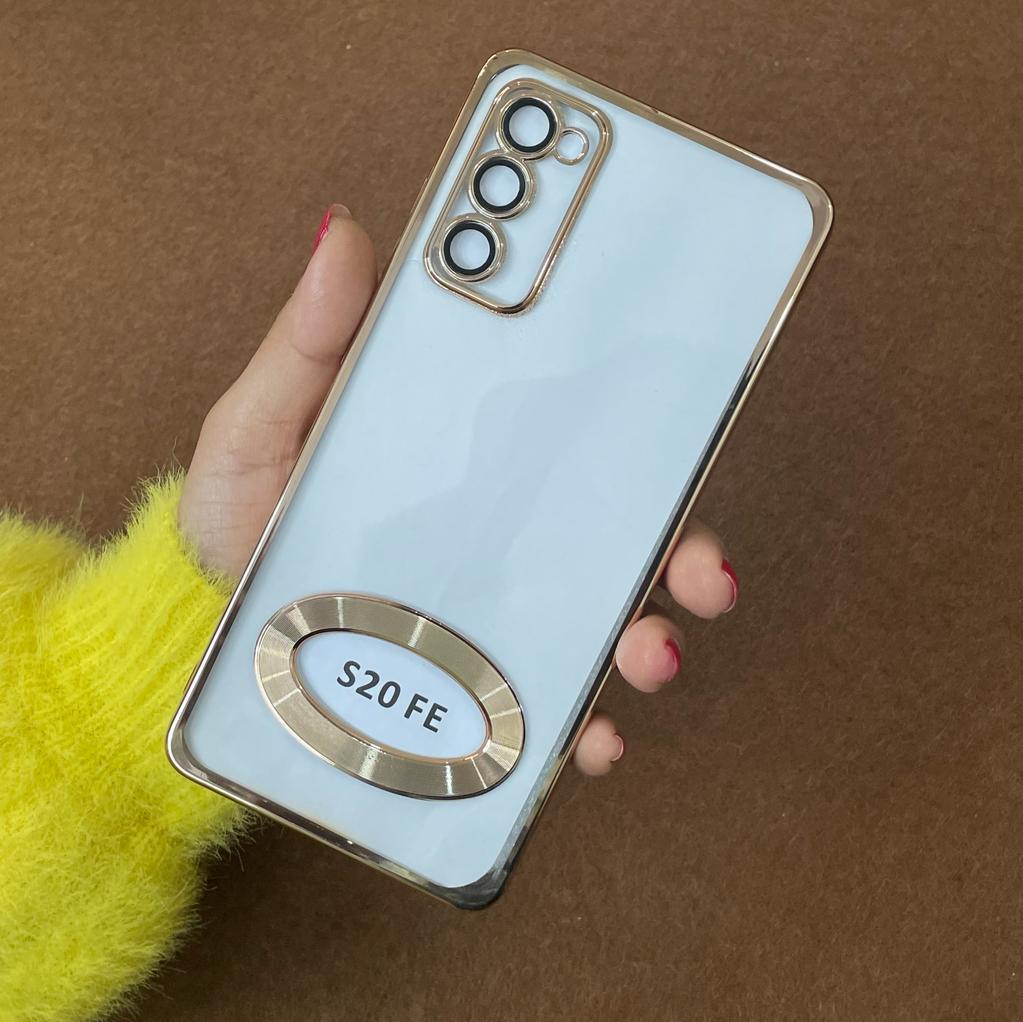 Transparent Fashion Ring Logo Cut And Lens Protection Back Case Cover For Samsung (GOLDEN) ShopOnCliQ