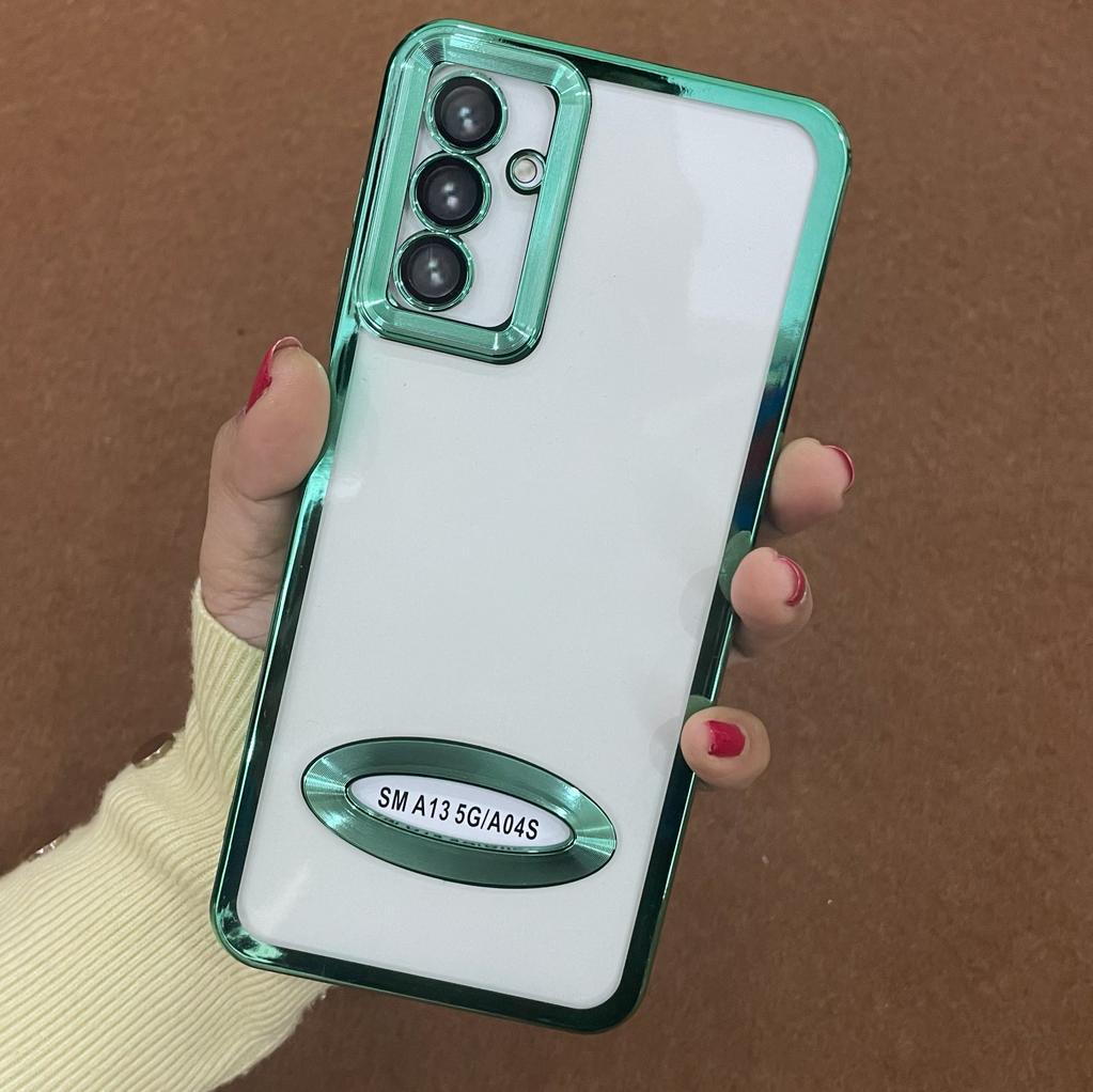 Transparent Fashion Ring Logo Cut And Lens Protection Back Case Cover For Samsung (Green) ShopOnCliQ