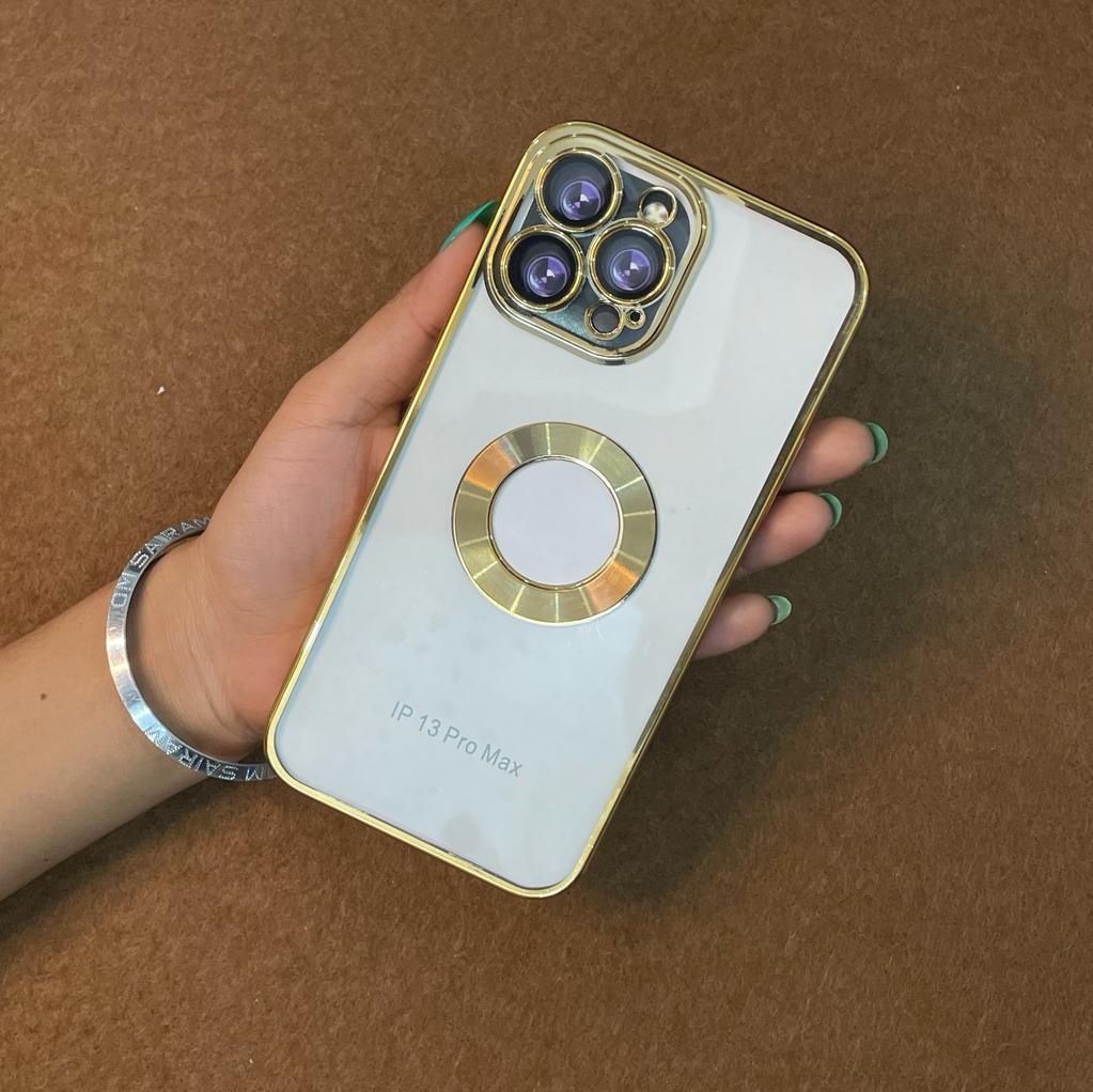 Transparent Fashion  Ring Logo Cut And  Lens Protection Back Case Cover For iPhone (Golden) ShopOnCliQ