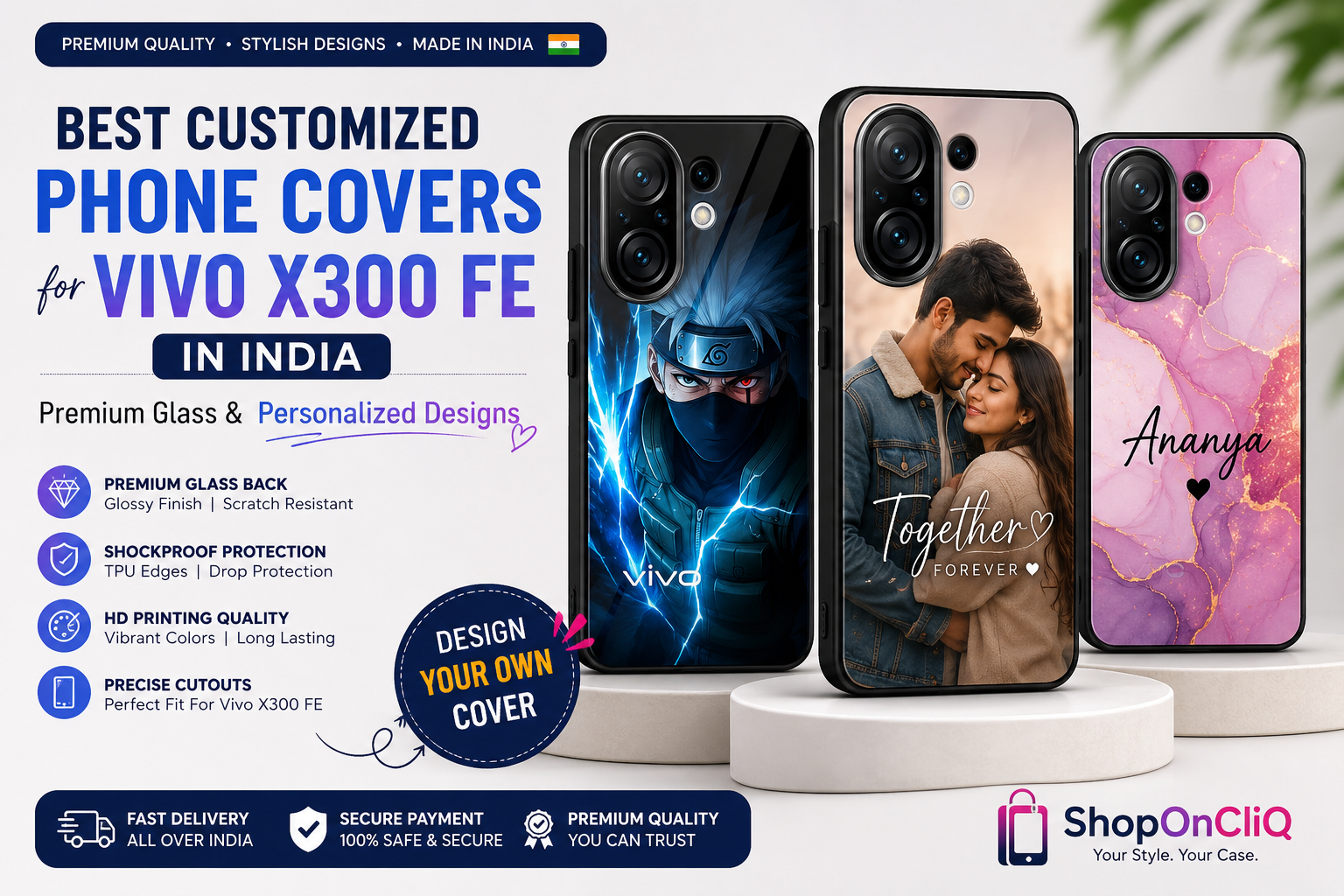 Best Customized Phone Covers for Vivo X300 FE in India – Premium Glass &amp; Personalized Designs