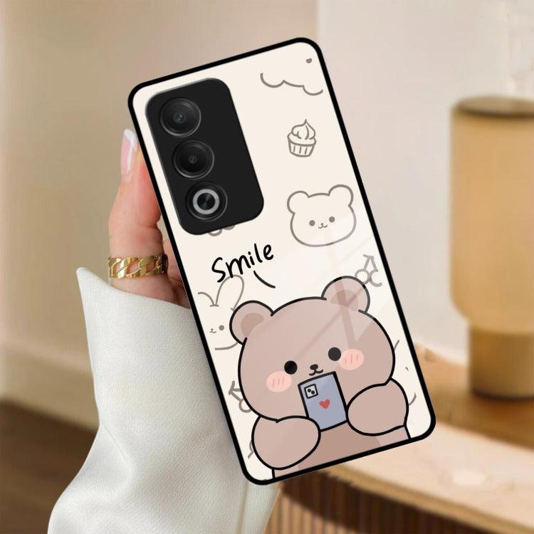 Cute Bear Glossy Metal Case Cover For Oppo - ShopOnCliQ