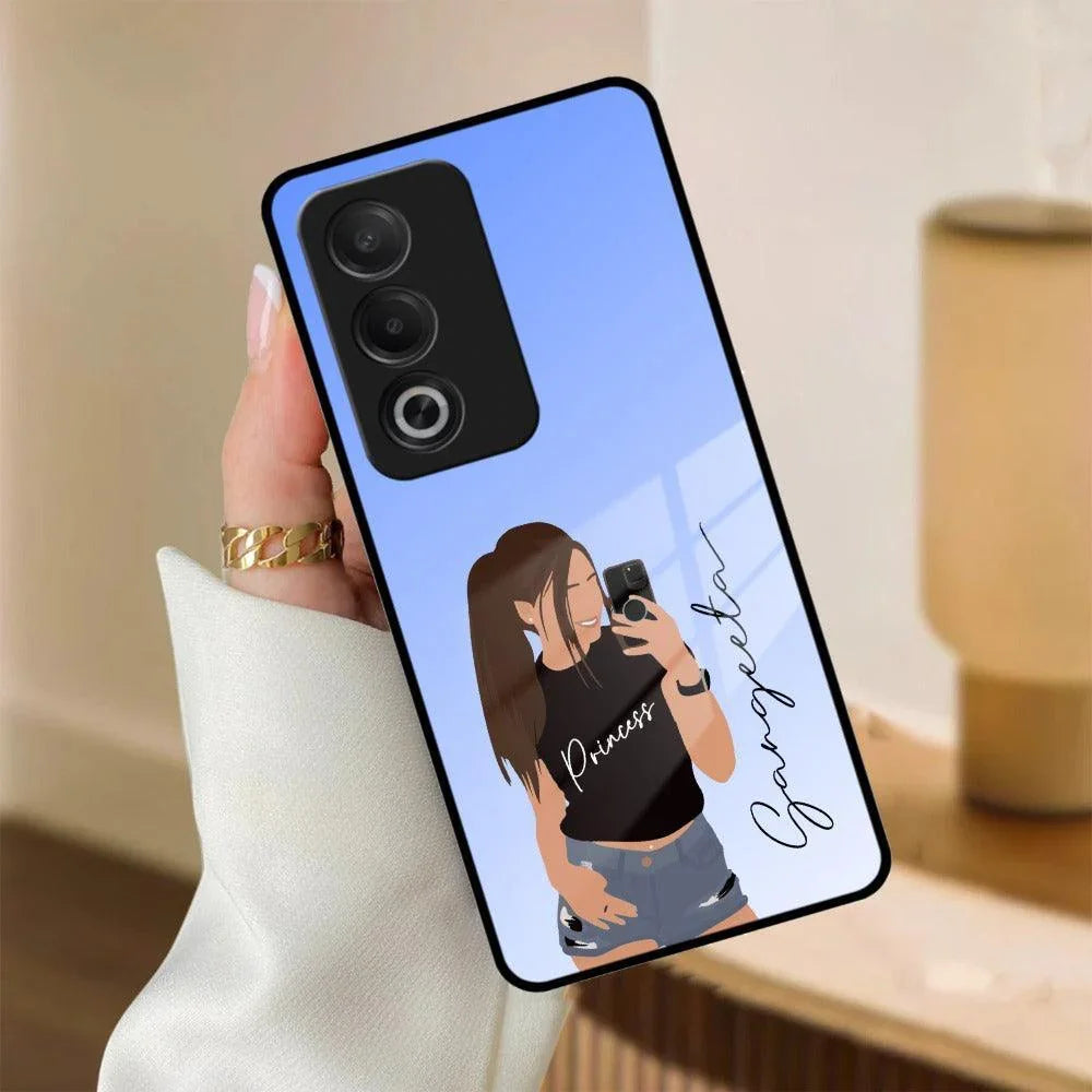 Mobile Girl Glass Case Cover For Oppo - ShopOnCliQ