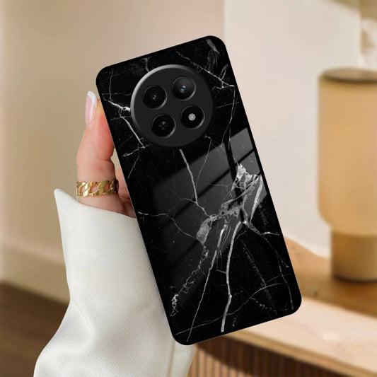 Black Marble Patter Glass Case Cover For Realme/Narzo