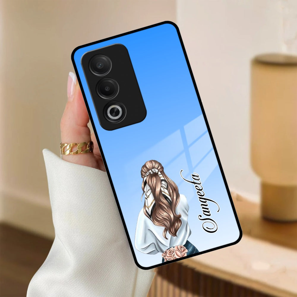 Styles Girl Customize Name Glass Case For Oppo