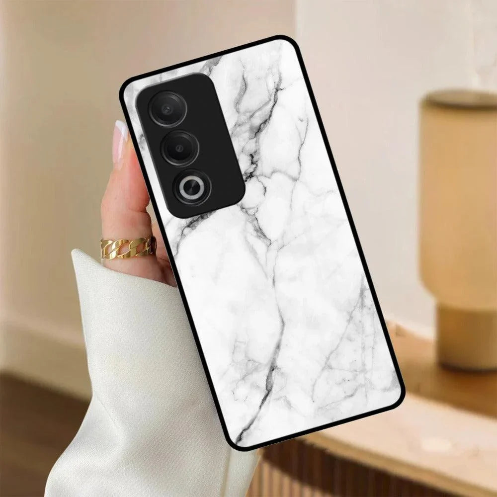 White Marble Patter Glass Case Cover For Oppo - ShopOnCliQ