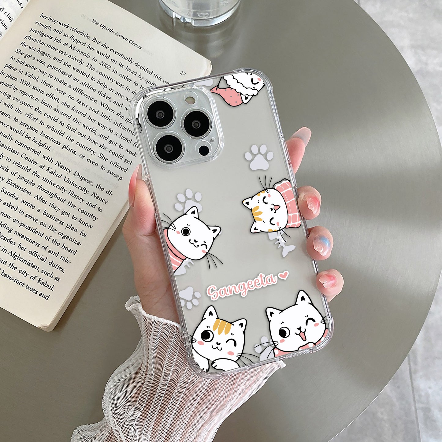 Cute Cat Customize Transparent Silicon Case For Samsung