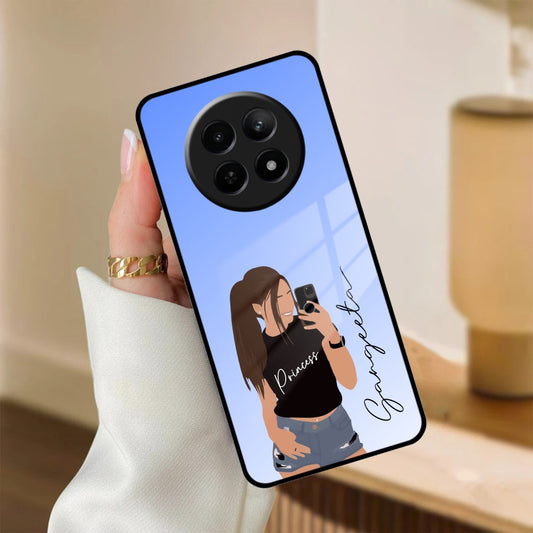 Mobile Girl Glass Case Cover For Realme/Narzo