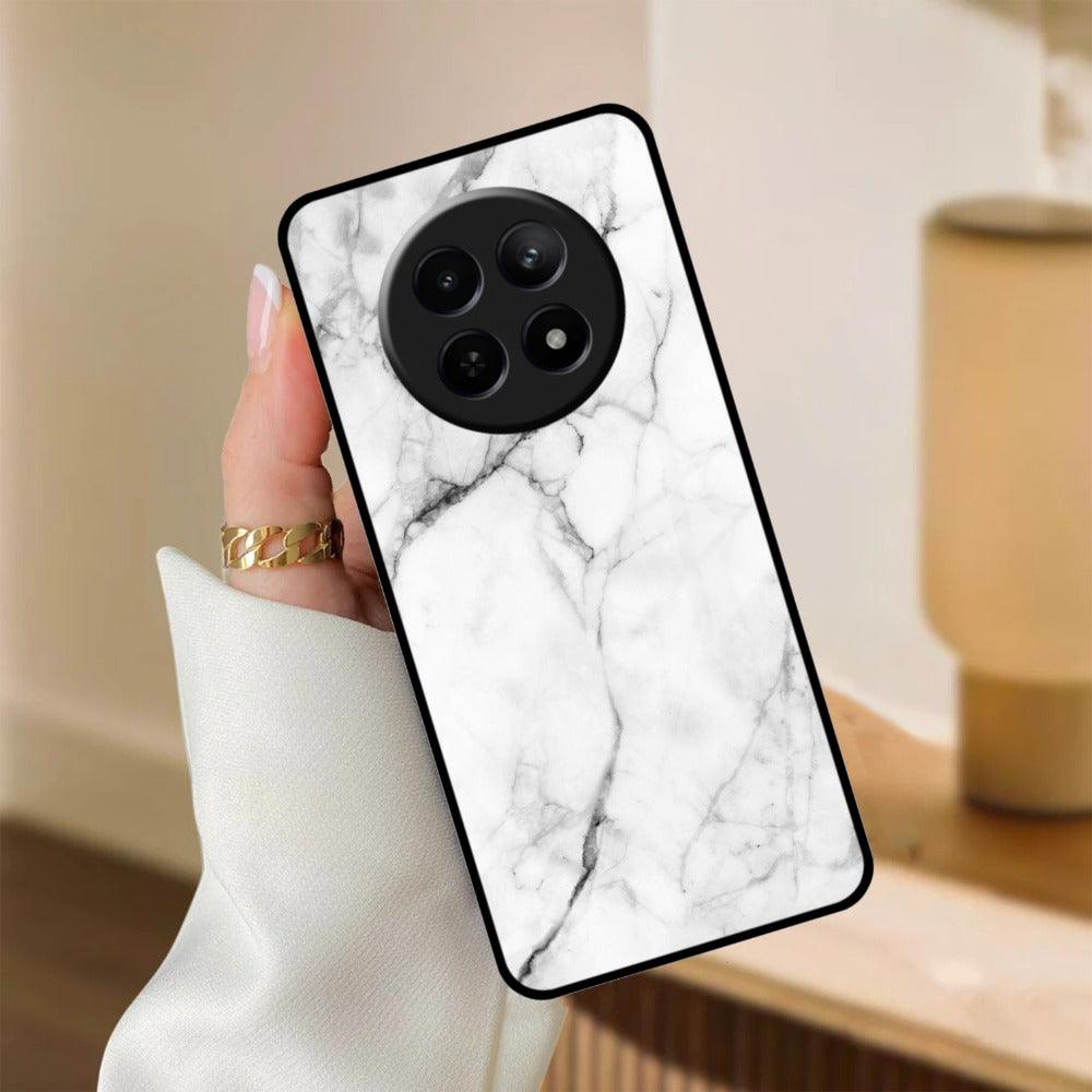 White Marble Patter Glass Case Cover For Realme/Narzo