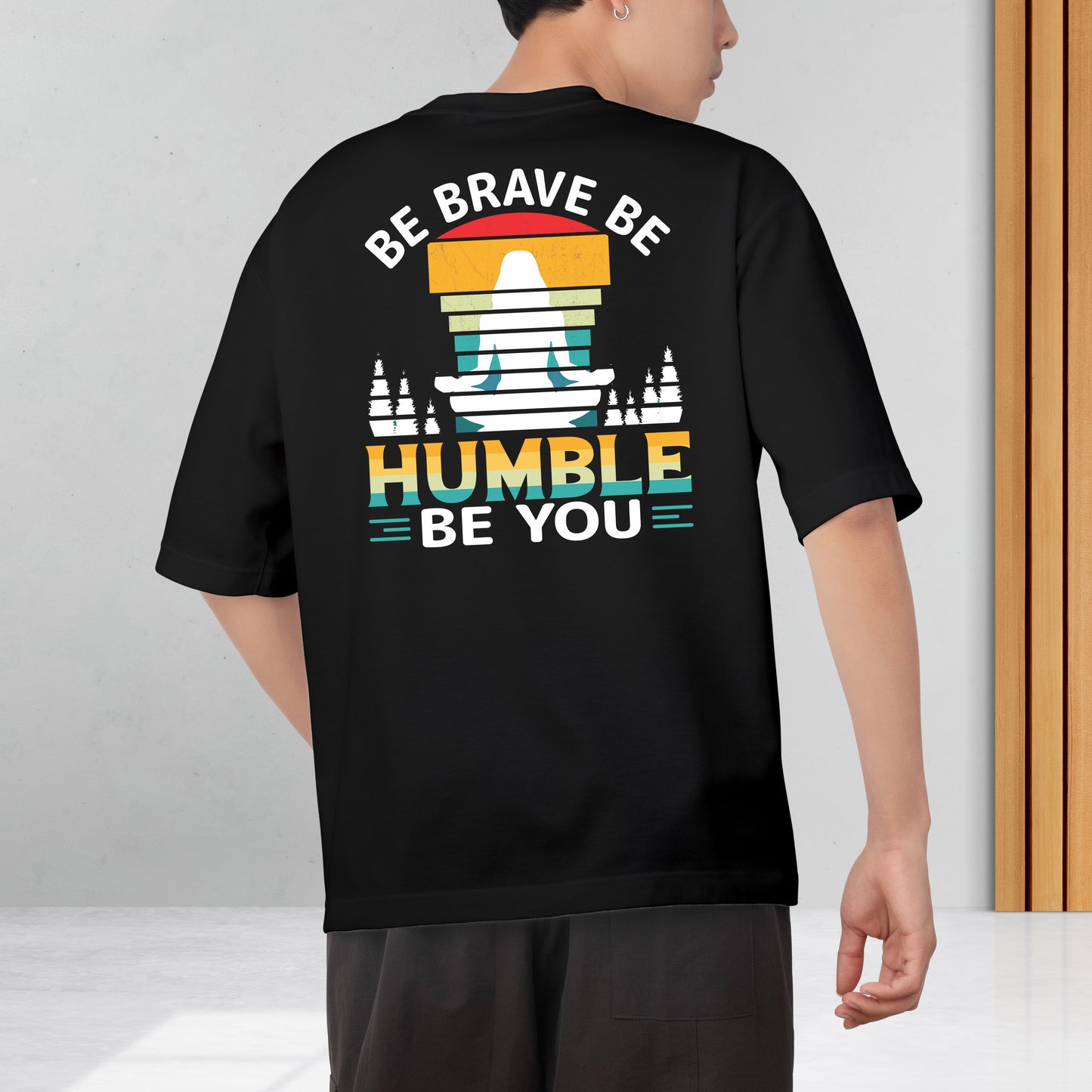 Be Brave Be Men's Cotton Graphic Print Oversized T-Shirt