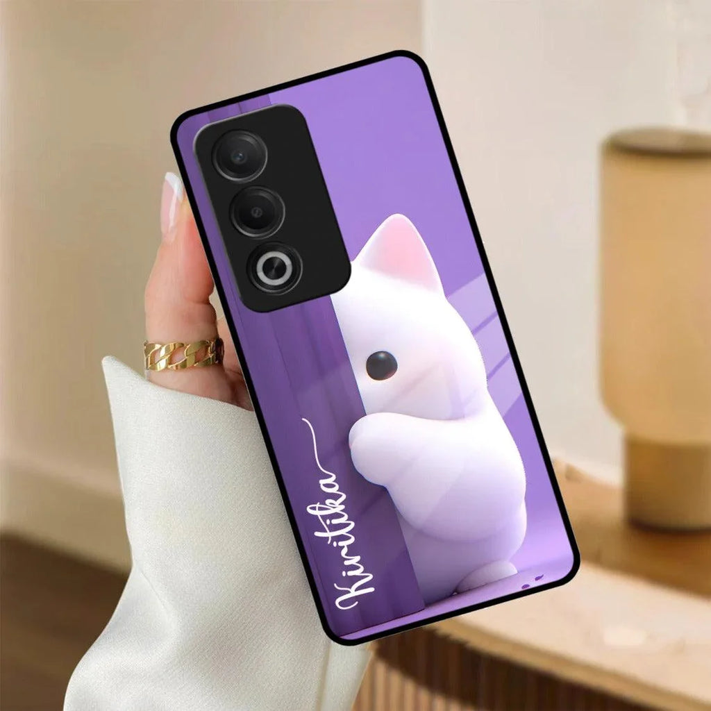 Cute Kitten Glossy Metal Case Cover For Oppo - ShopOnCliQ