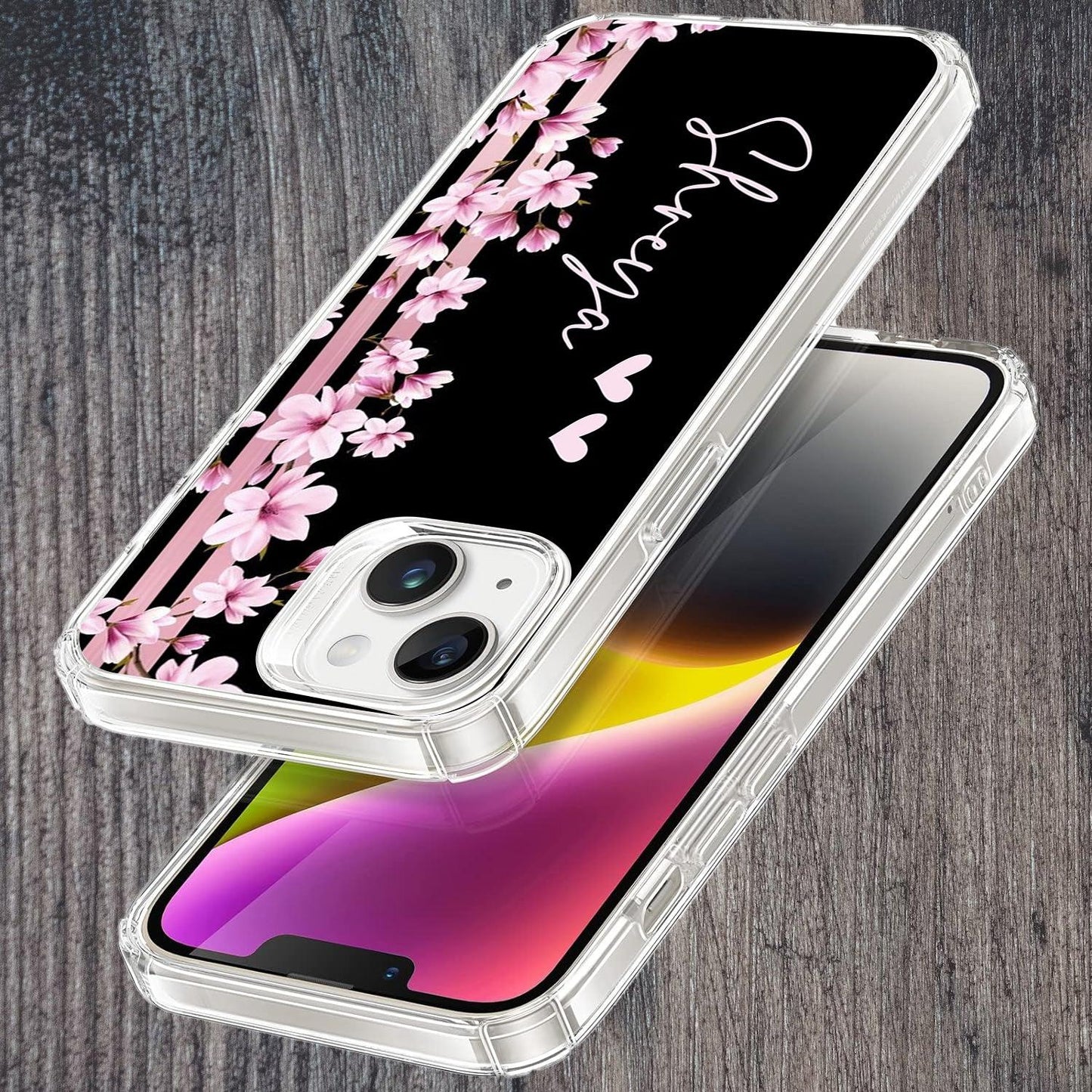 Pink Floral Customize Transparent Silicon Case For Vivo